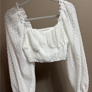 SHEIN White Textured Blouse